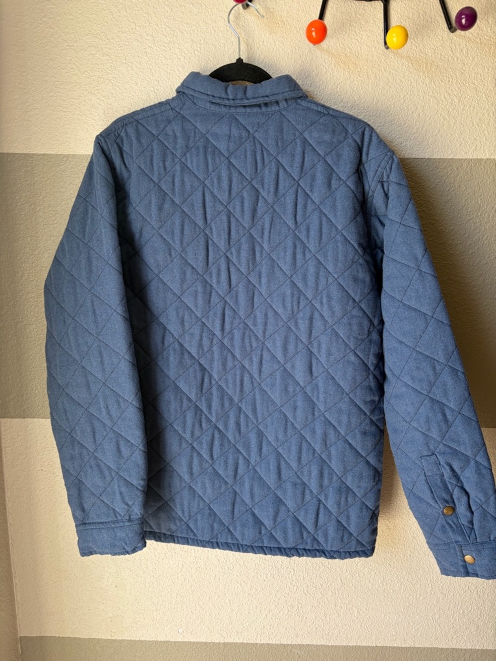Benny Gold Men’s Large Blue Quilted Jacket Shacket Snap Pockets Collared Lined - Picture 7 of 10